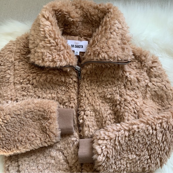 BB Dakota Brown Size XS Fuzzy Jacket Teddy Plush Soft Cozy Warm Coat New - Picture 5 of 16